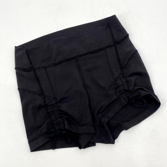lululemon black Ruched Sinched Spandex Shorts - Picture 1 of 2